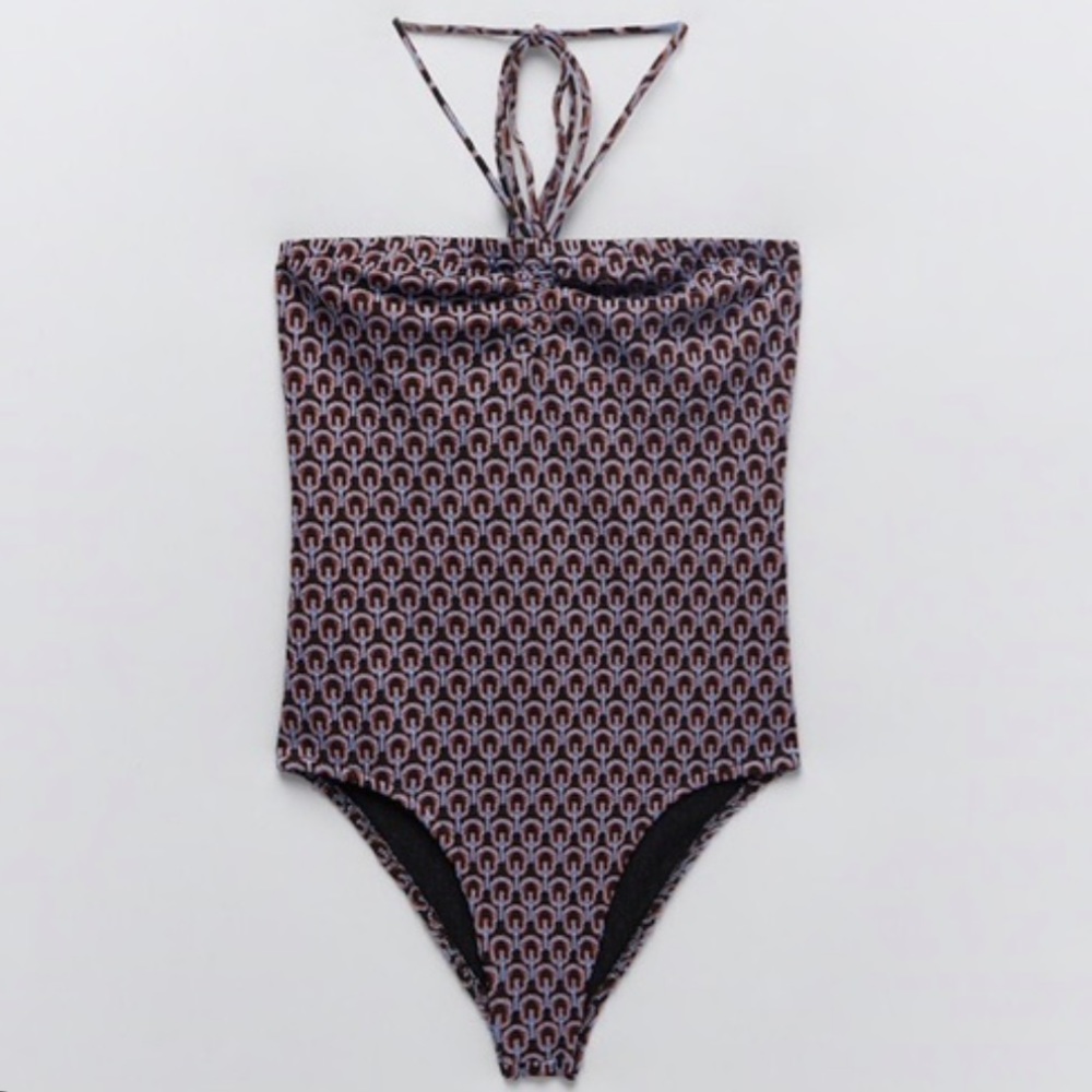 Zara Jacquard halter bodysuit